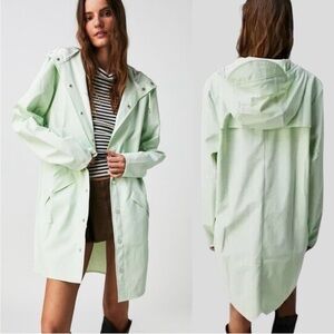 NWT Rains Long Jacket In Color Mineral Size Medium Free People Collaboration